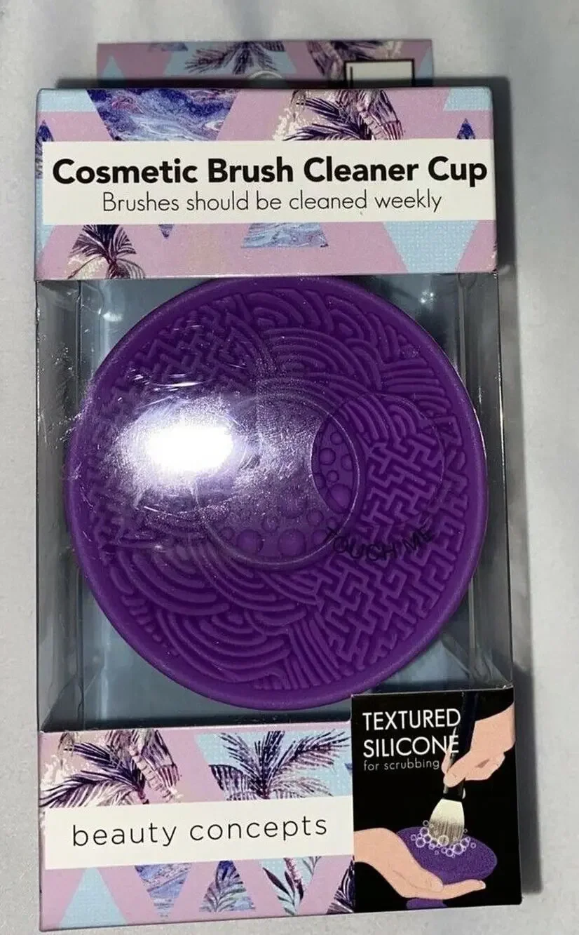Beauty Concepts Cosmetic Brush Cleaning Cup Purple Silicone New Lot of 2